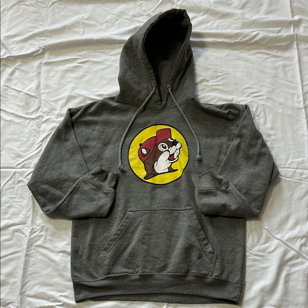 Buccees Beaver Vintage Style Logo Grey Hoodie Womens Medium